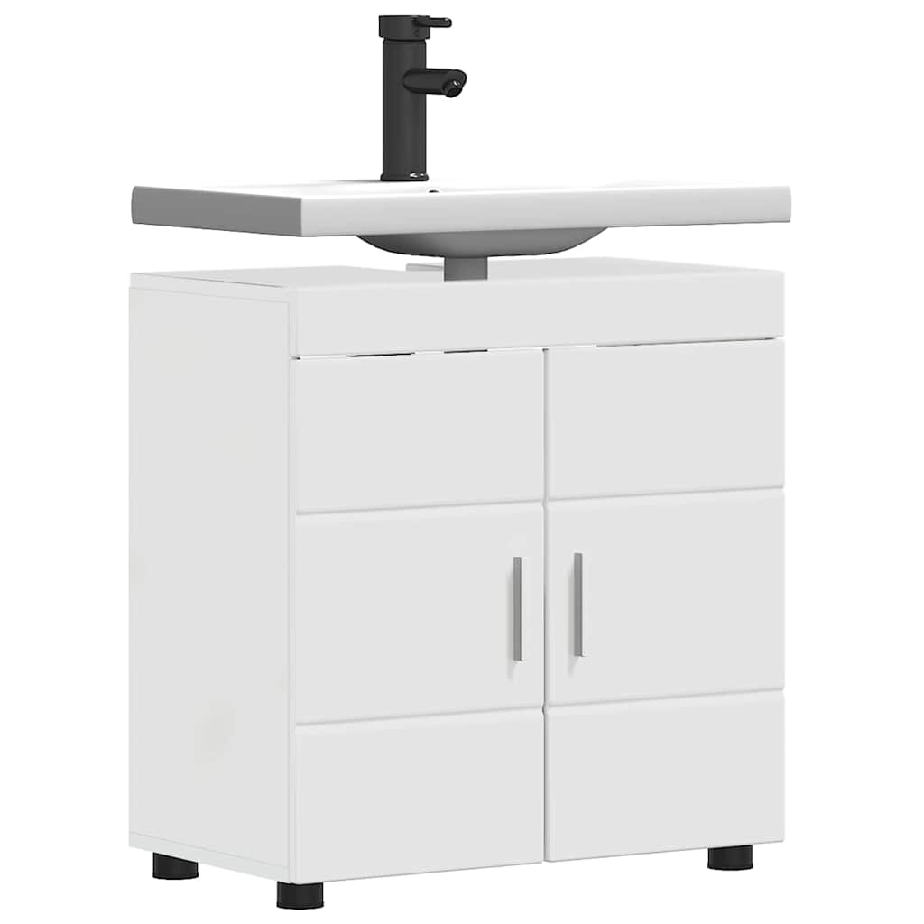Badezimmer Waschbecken Schrank Hochglanz-Weiß 60 x 34 x 63 cm