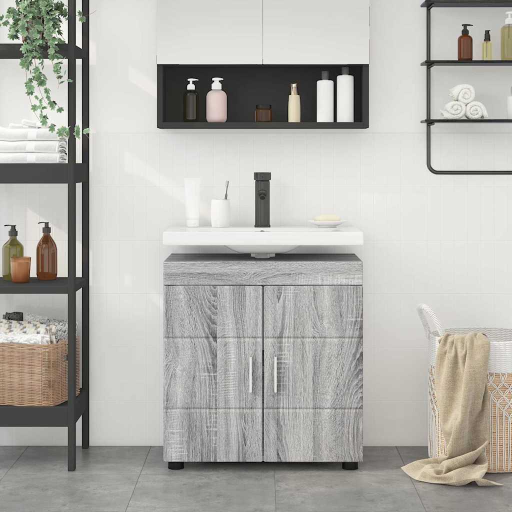 Badezimmer Waschbecken Schrank Grau Sonoma 60 x 34 x 63 cm