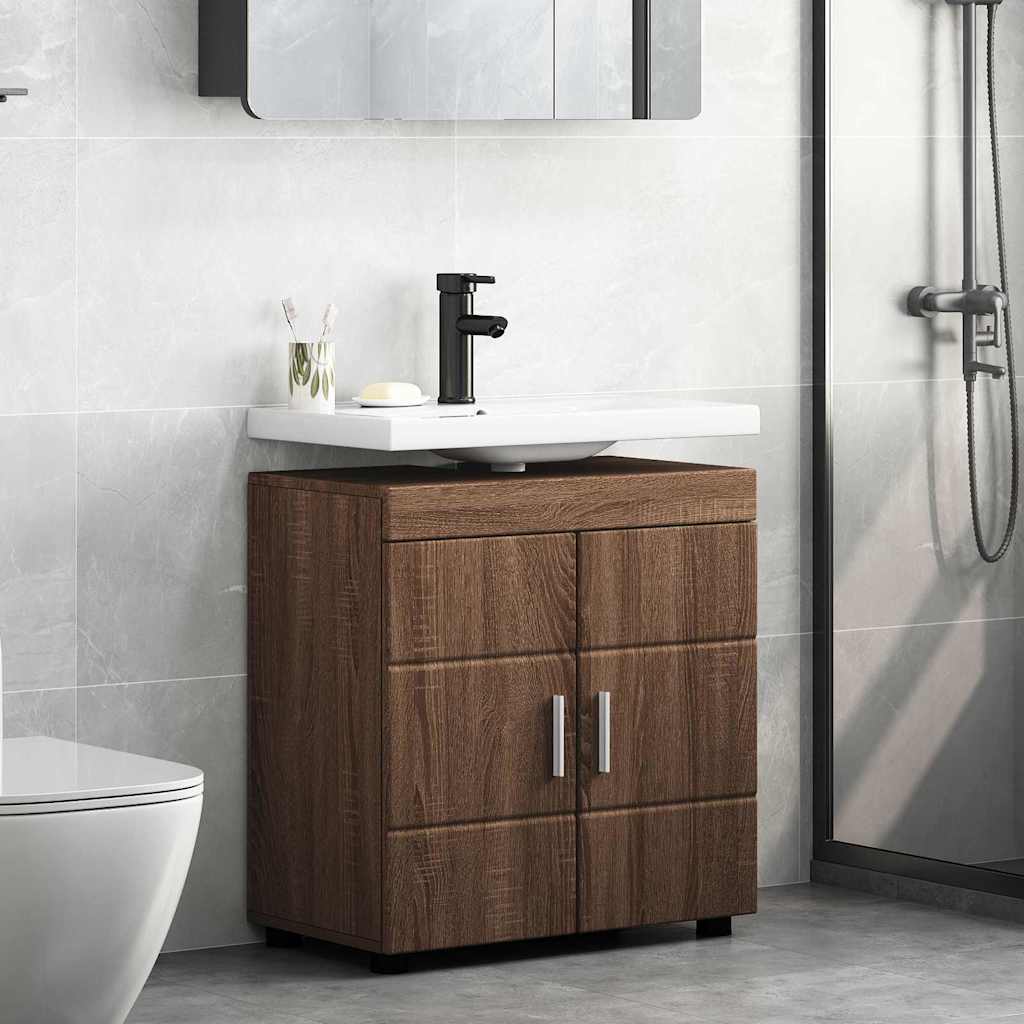 Badezimmer Waschbecken Schrank Braune Eiche 60 x 34 x 63 cm