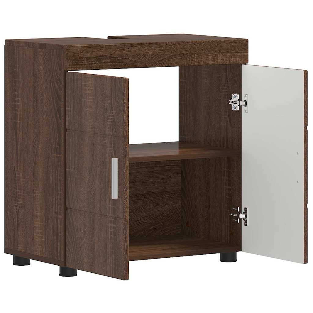 Badezimmer Waschbecken Schrank Braune Eiche 60 x 34 x 63 cm