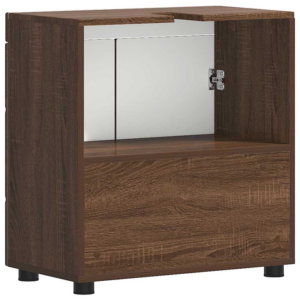 Badezimmer Waschbecken Schrank Braune Eiche 60 x 34 x 63 cm
