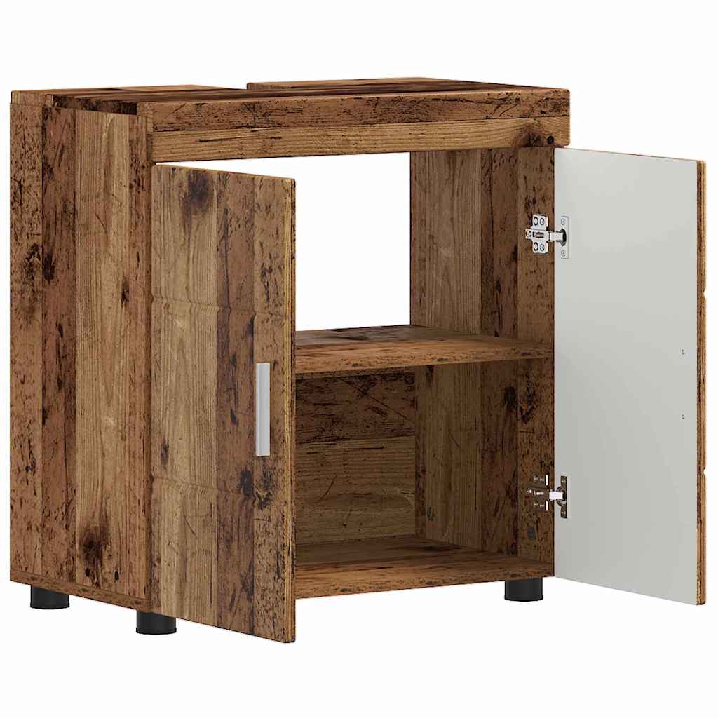 Badezimmer Waschbecken Schrank mit Tür Altholz 60 x 34 x 63 cm