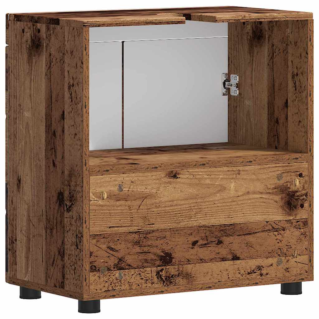 Badezimmer Waschbecken Schrank mit Tür Altholz 60 x 34 x 63 cm