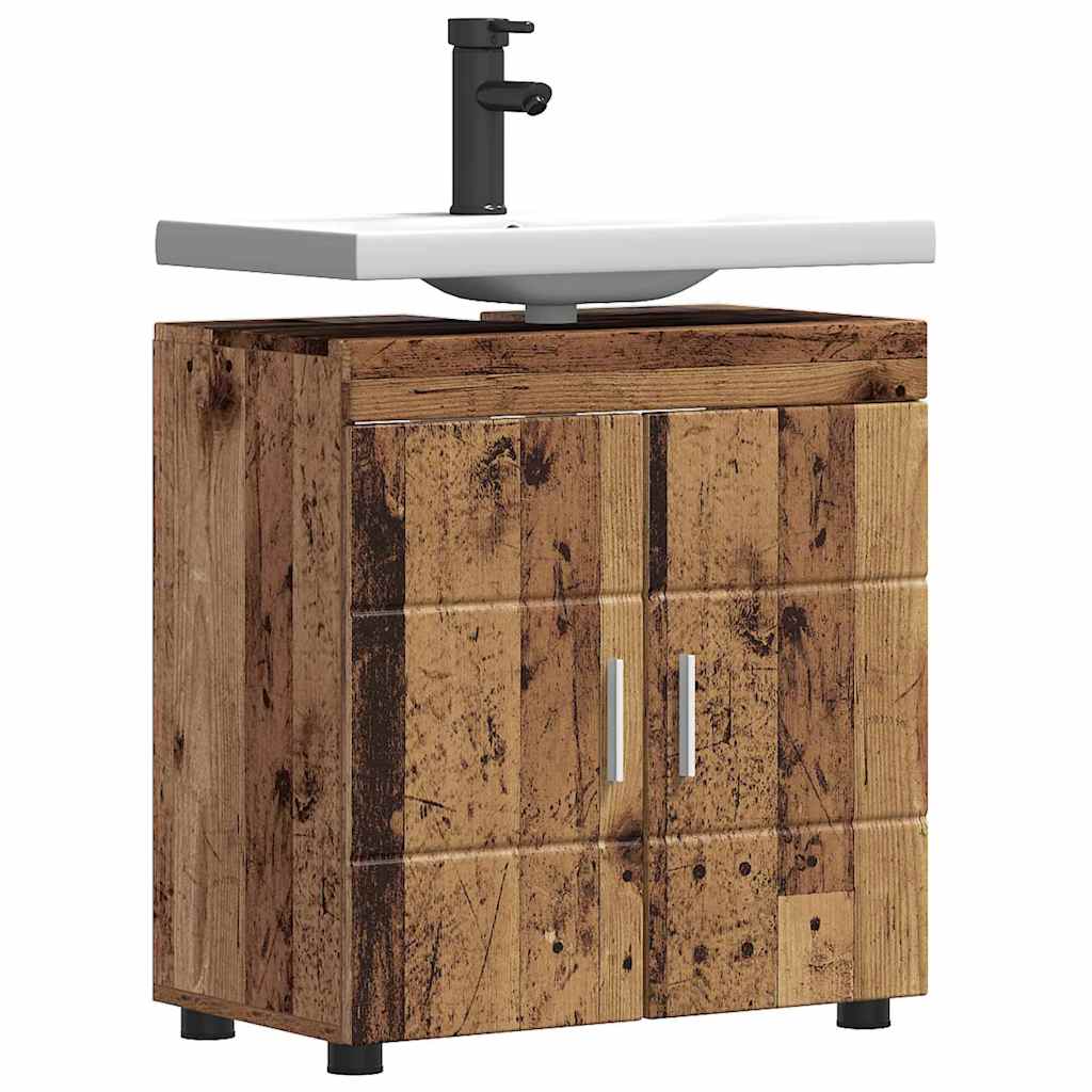 Badezimmer Waschbecken Schrank mit Tür Altholz 60 x 34 x 63 cm