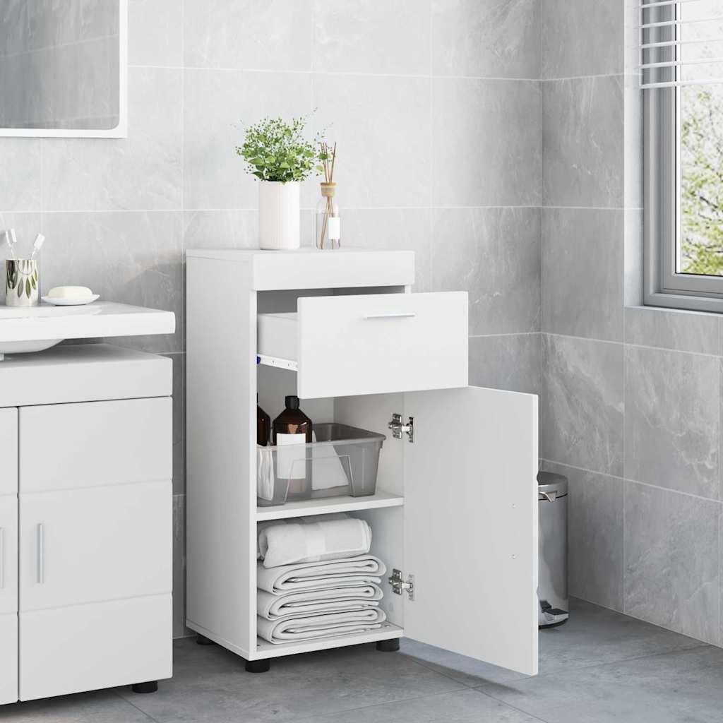 Badezimmer Schrank mit Tür Weiß 37 x 31,5 x 82 cm Holzwerkstoff