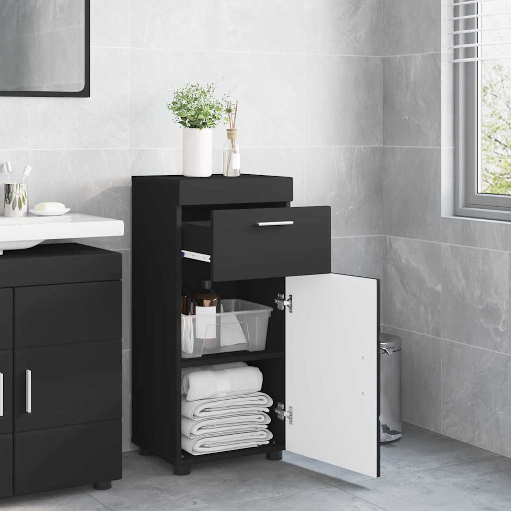 Badezimmer Schrank Schwarz 37 x 31,5 x 82 cm Holzwerkstoff
