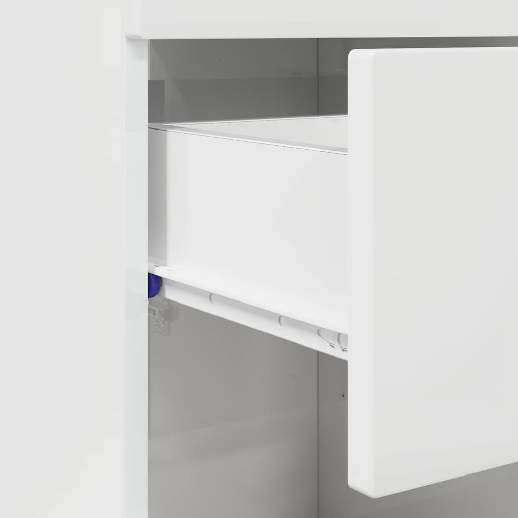 Badezimmer Schrank mit Tür Hochglanz-Weiß 37 x 31,5 x 82 cm