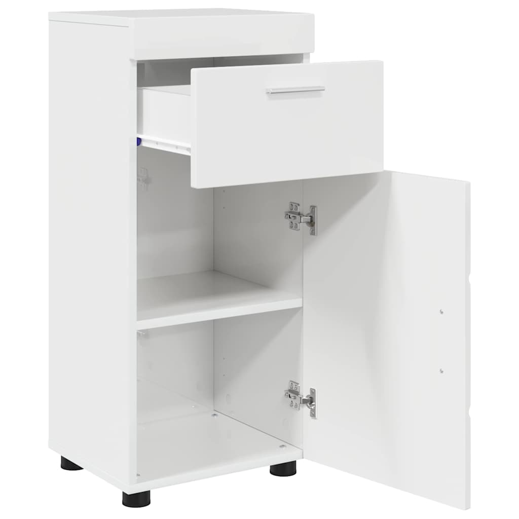 Badezimmer Schrank mit Tür Hochglanz-Weiß 37 x 31,5 x 82 cm