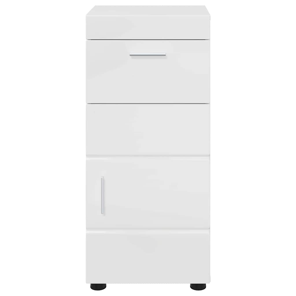 Badezimmer Schrank mit Tür Hochglanz-Weiß 37 x 31,5 x 82 cm