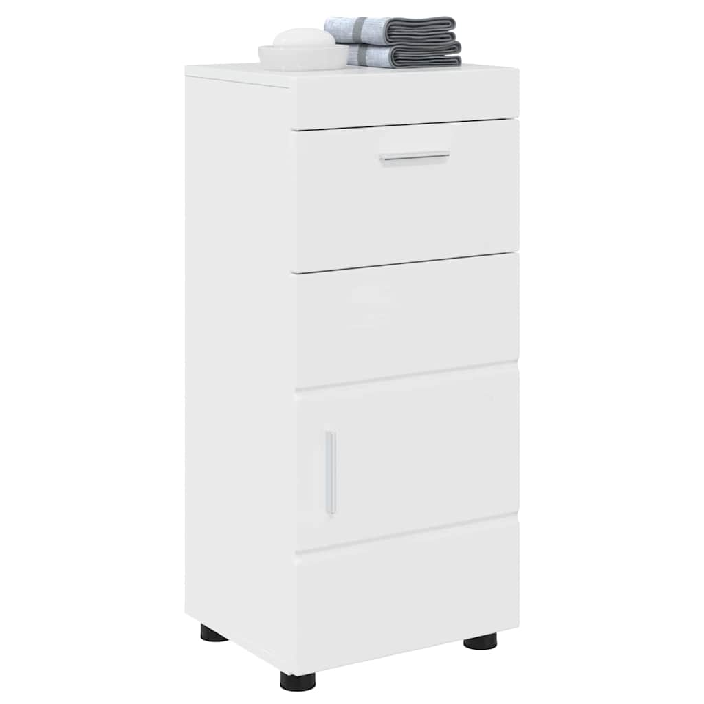 Badezimmer Schrank mit Tür Hochglanz-Weiß 37 x 31,5 x 82 cm