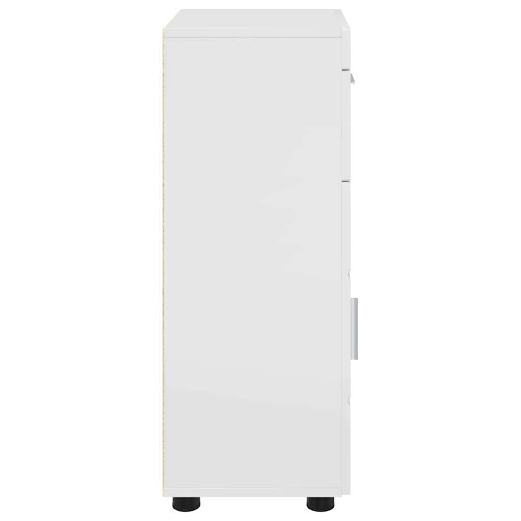Badezimmer Schrank mit Tür Hochglanz-Weiß 37 x 31,5 x 82 cm