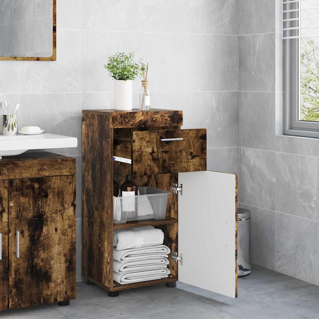 Badezimmer Schrank Räuchereiche 37 x 31,5 x 82 cm Holzwerkstoff