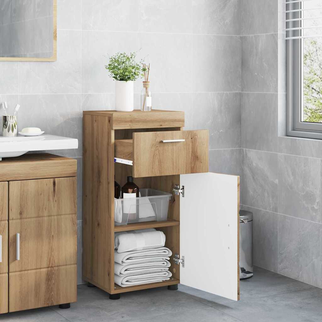 Badezimmer Schrank mit Tür Eiche handwerklich 37 x 31,5 x 82 cm