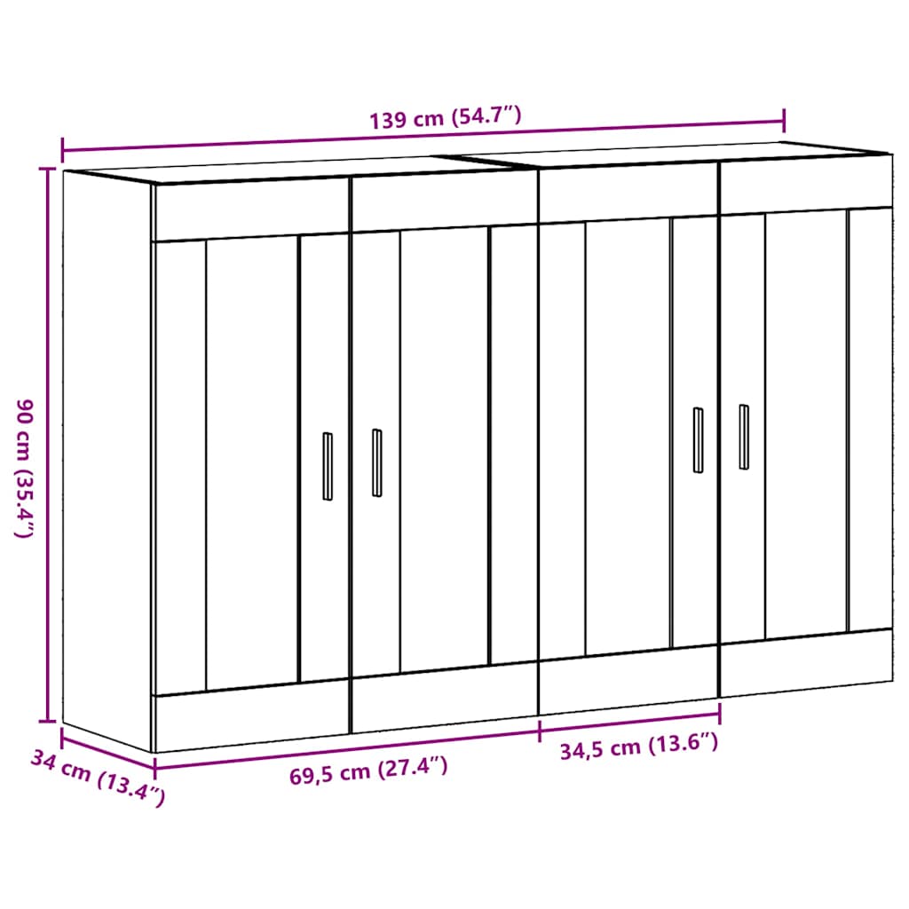 Wandmontierte Schränke 2 pcs Altholz 69.5 x 34 x 90 cm