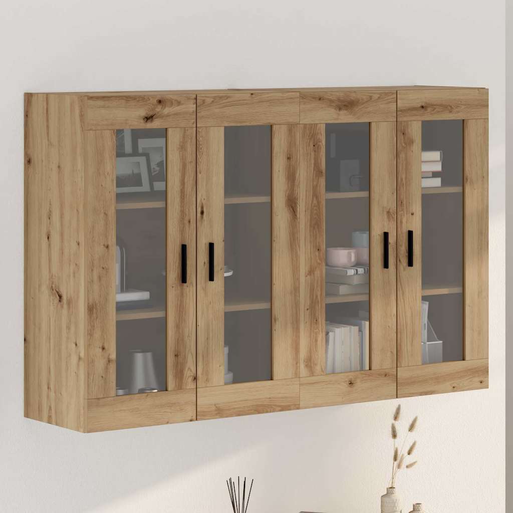 Wandmontierte Schränke 2 pcs Eiche handwerklich