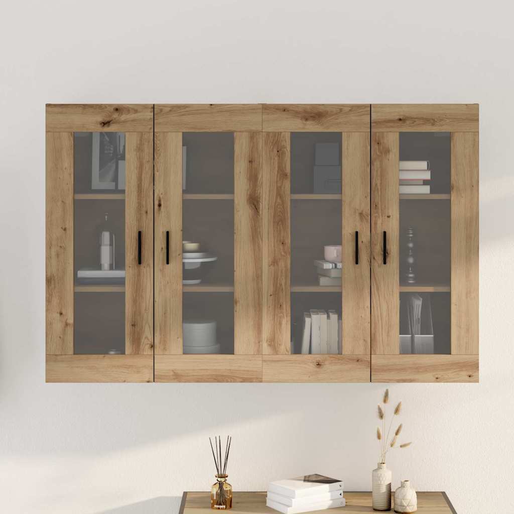 Wandmontierte Schränke 2 pcs Eiche handwerklich