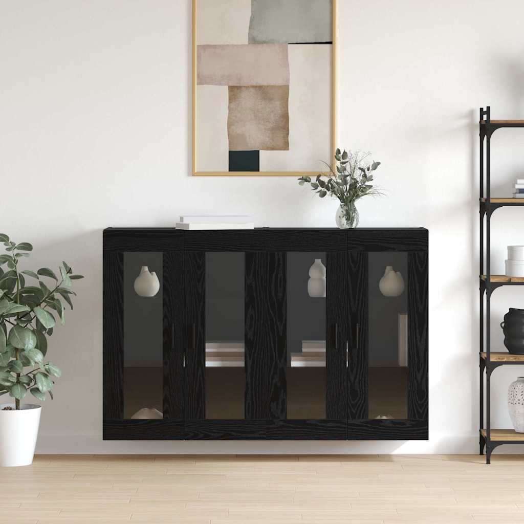 Wandmontierte Schränke 2 pcs Schwarze Eiche 69.5 x 34 x 90 cm
