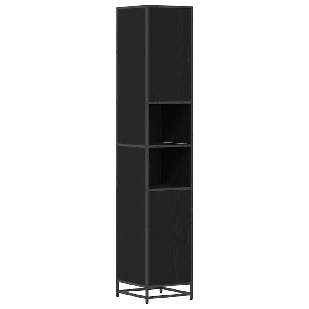 Badezimmer Schrank mit Tür Schwarze Eiche 35 x 37,5 x 188,5 cm