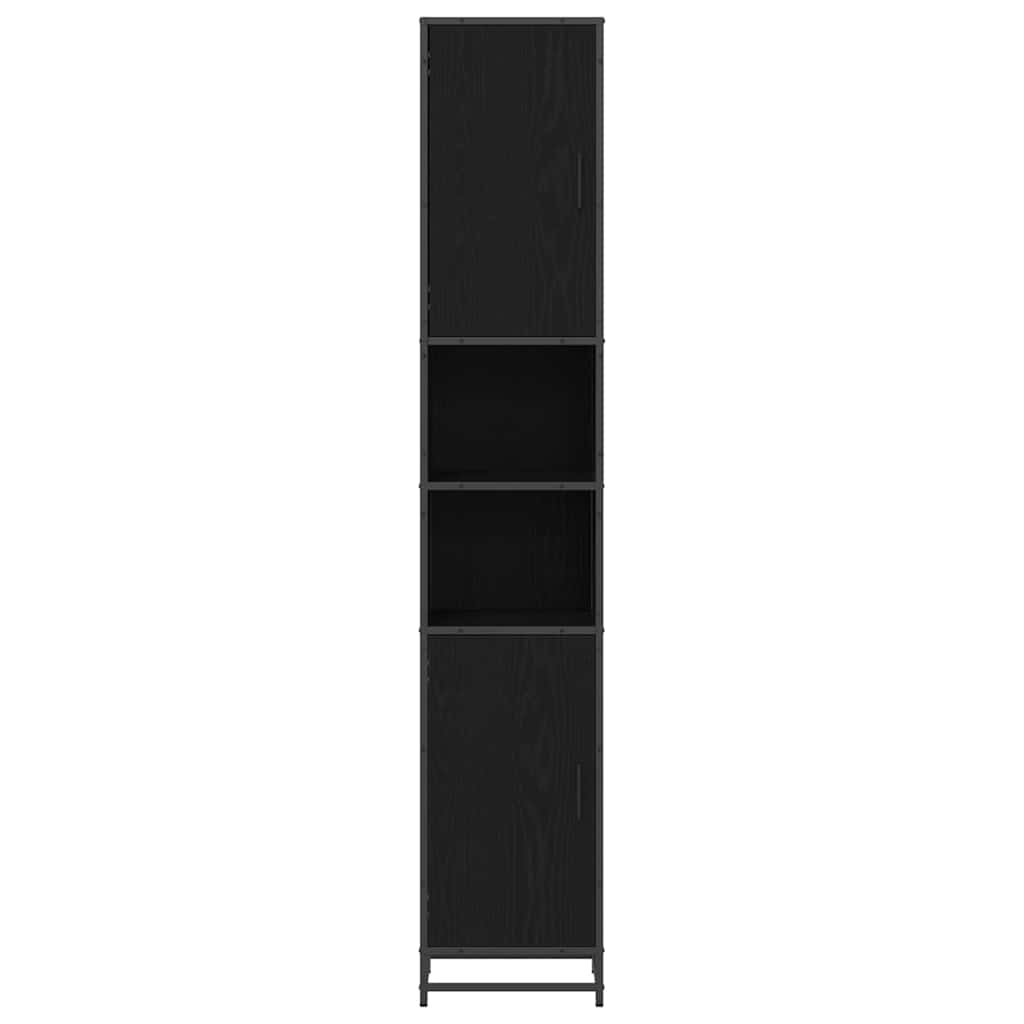 Badezimmer Schrank mit Tür Schwarze Eiche 35 x 37,5 x 188,5 cm