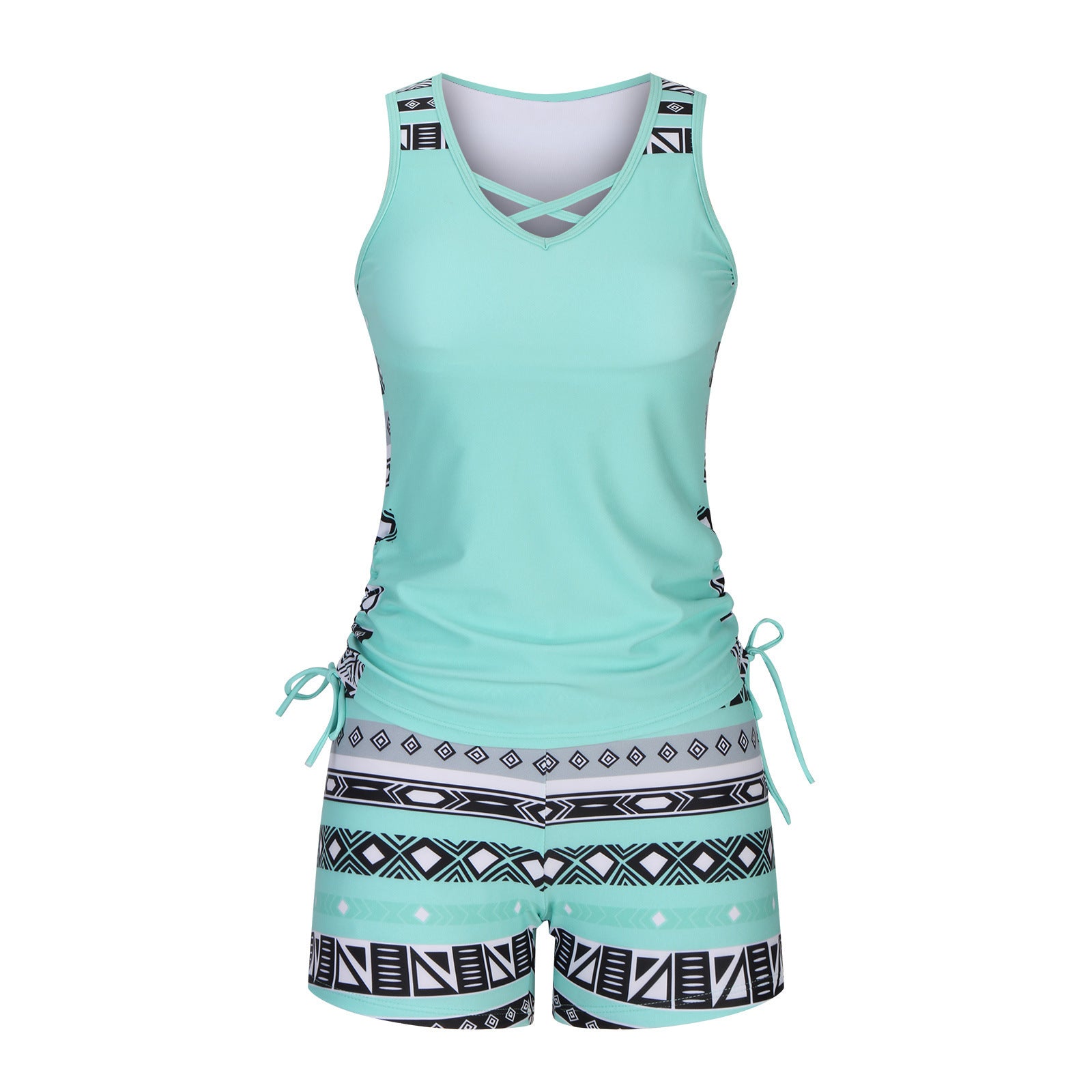 European And American Women's Seperated Swimwear High Waist Swimsuit Tied Top