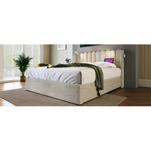 Linen Storage Space Bed Frame With Mattress  Size 160cmx200cm