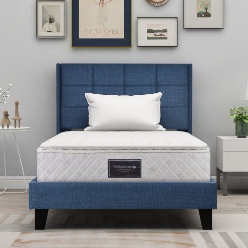 Linen Bed Frame Mit Federkernmatratze  Size  90cmx200cm