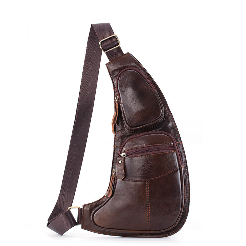 Genuine Leather Men's Crescent Chest Bag First Layer Cowhide