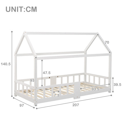 Pine Children's House Bed 90 X 200 Cm