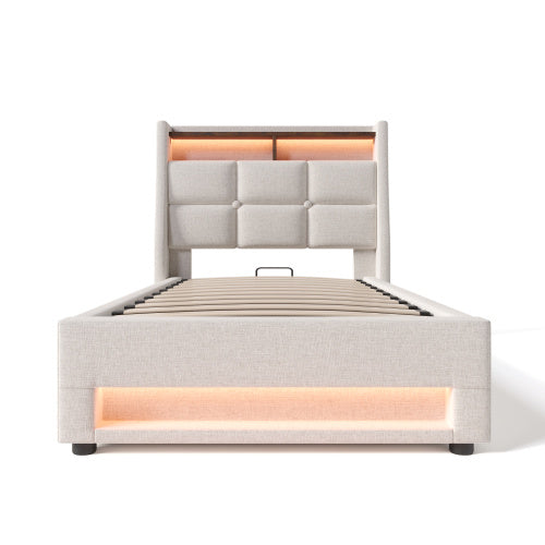 A Metal Bed Frame Made Of Linen Material