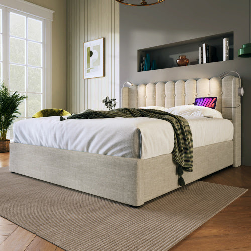 Linen Storage Space Bed Frame With Mattress  Size 160cmx200cm