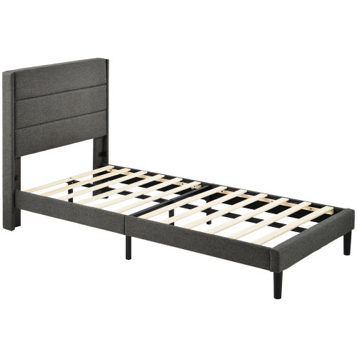Linen Bed Frame With Slatted Frame