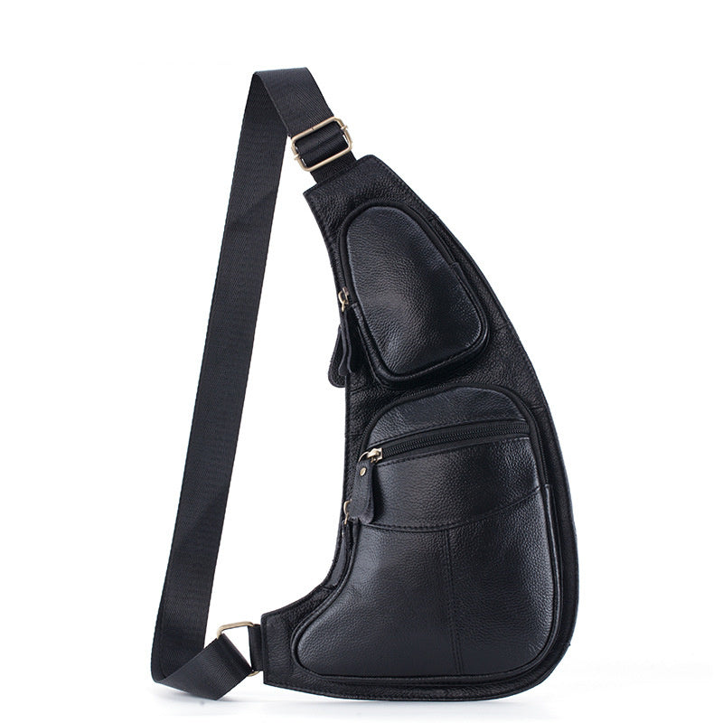 Genuine Leather Men's Crescent Chest Bag First Layer Cowhide