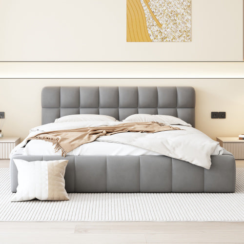 Double Bed With Soft Linen Backrest