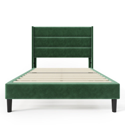 Linen Bed Frame With Slatted Frame