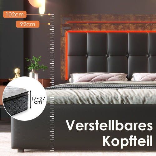 PU Belt, LED Strip And Bed Frame With 4 Drawers
