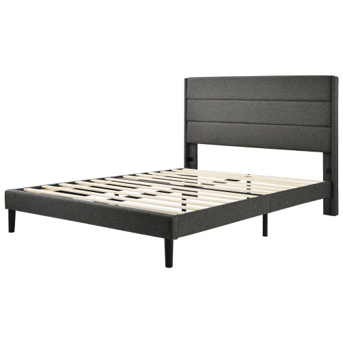 Linen Bed Frame With Slatted Frame
