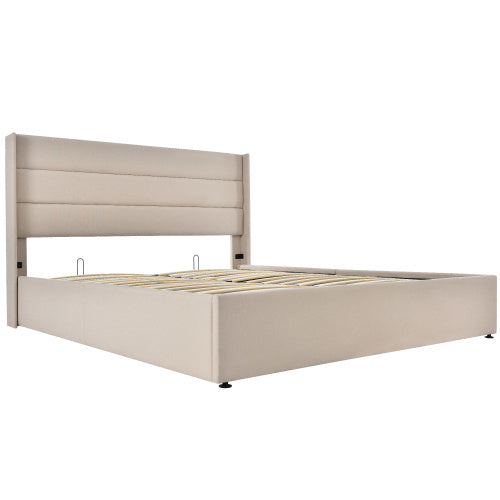 Linen Bed With Metal Frame Panels  140cmx200cm