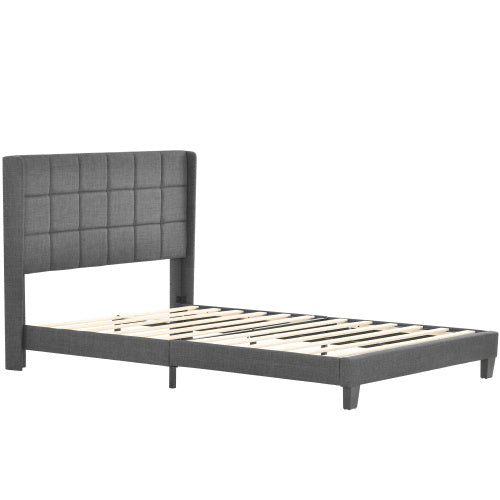 Linen Bed Frame Mit Federkernmatratze  Size140 X 200cm