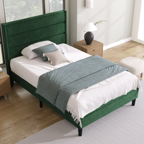 Linen Bed Frame With Slatted Frame