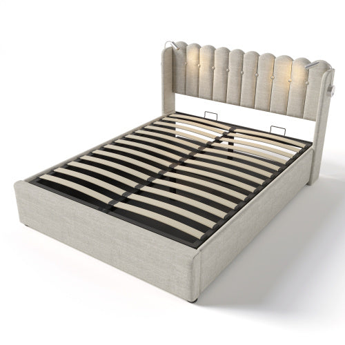 Linen Storage Space Bed Frame With Mattress  Size 160cmx200cm