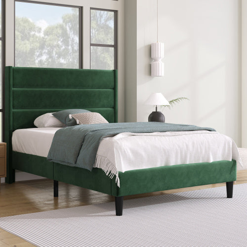 Linen Bed Frame With Slatted Frame