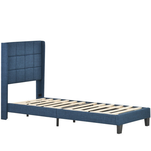 Linen Bed Frame Mit Federkernmatratze  Size  90cmx200cm