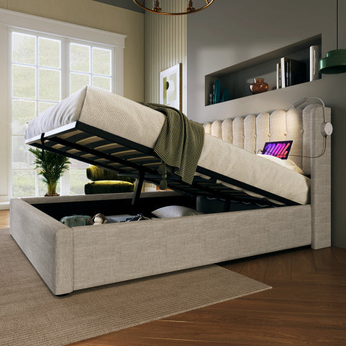 Linen Storage Space Bed Frame With Mattress  Size  140cmx200cm