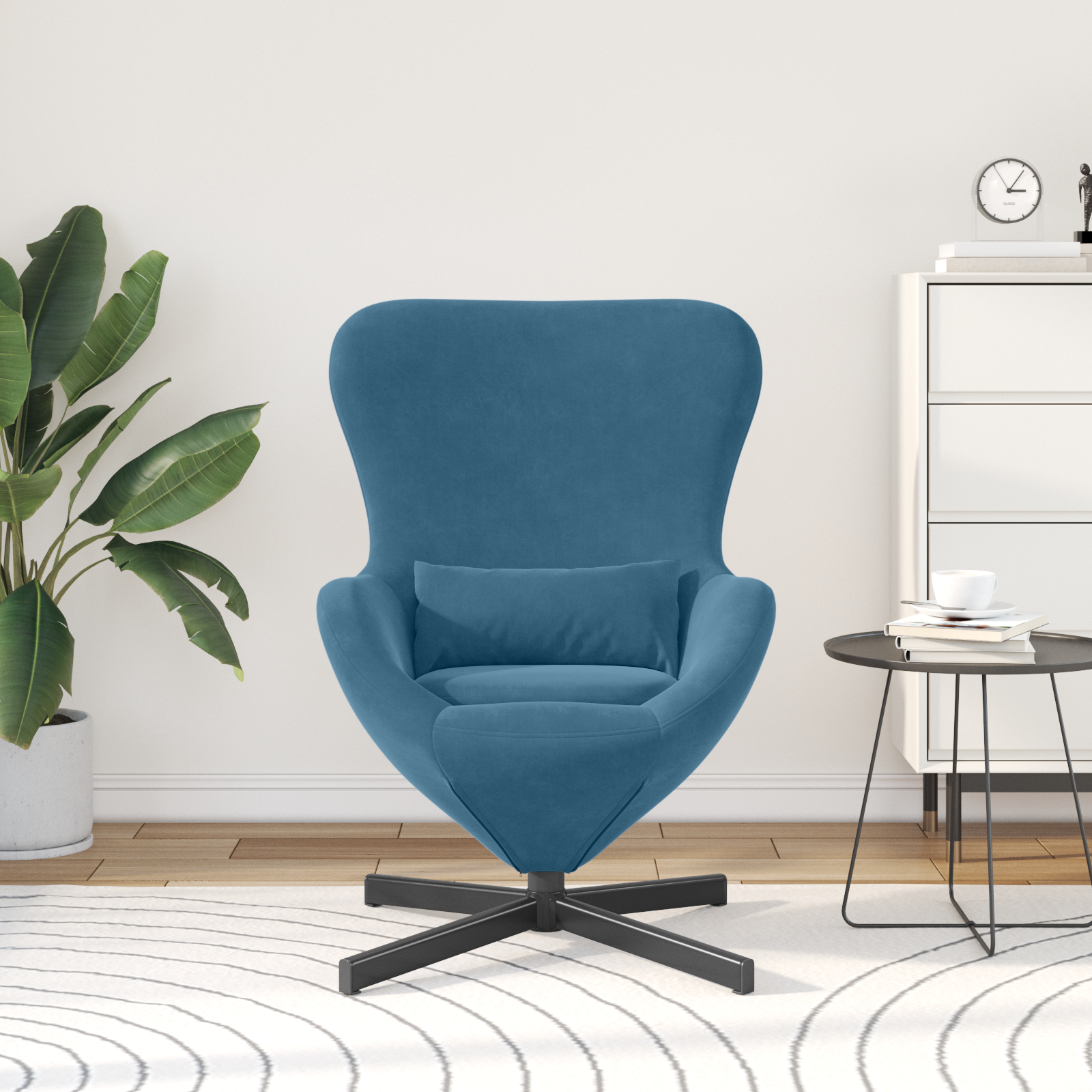 Eiersessel Blau Samt