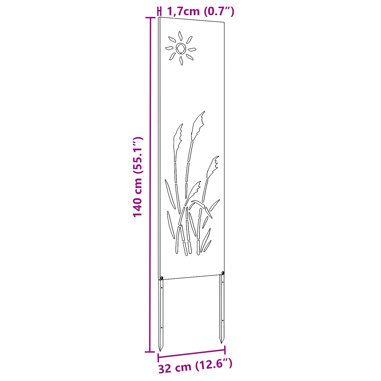 Garten dekoratives Panel Sonstiges Rostig 32 x 140 cm